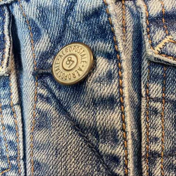 AEROPOSTALE Denim Jean Distressed Button Trucker Style Jacket Size Small - Picture 8 of 10
